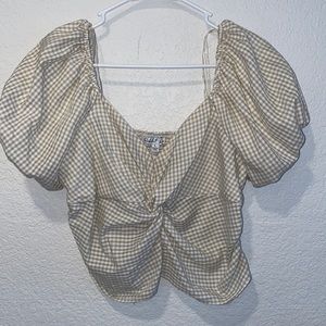 cute squared pattern Top 🤎